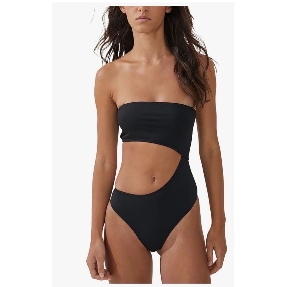 Cotton On‎ Body Womens Black Asymmetrical Cutout One Piece Swimsuit NWT Size L